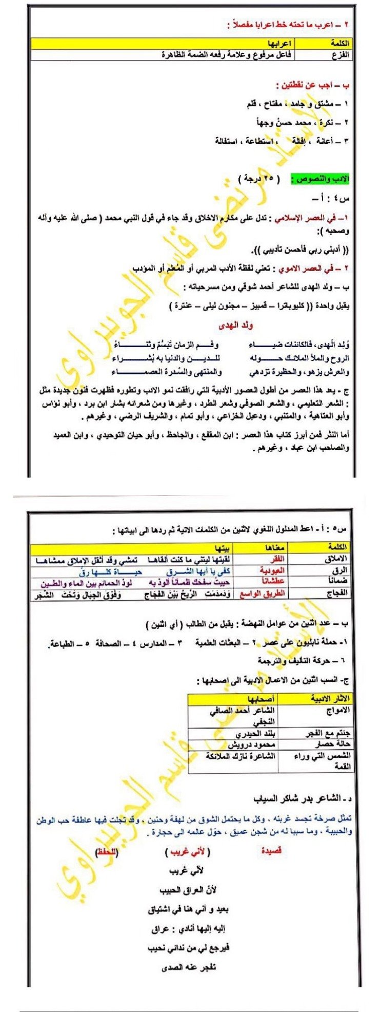 حل اسئلة عربي ثالث متوسط 2021 دور ثاني حل اسئلة عربي ثالث متوسط 2021 دور ثاني حلول اللغة العربية الثالث المتوسط 2021 الدور الثاني